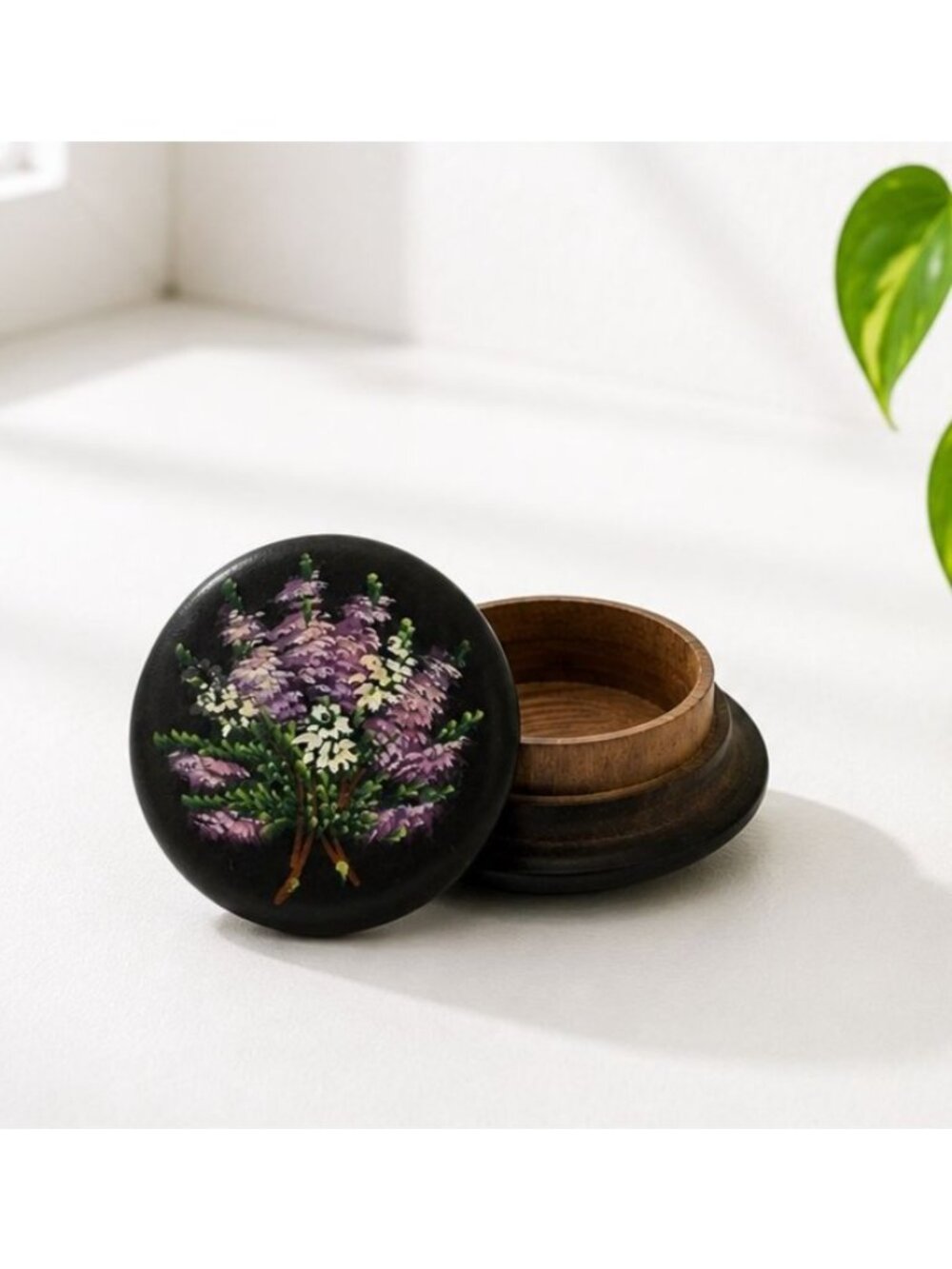 Vintage Hand-Painted Wooden Trinket Box With Floral Design